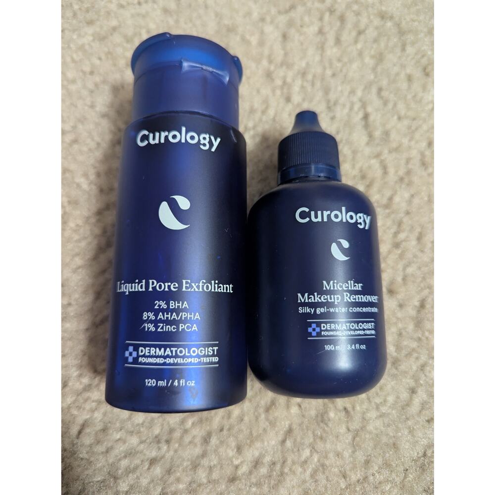 Curology 2 Piece Set Makeup Remover and Pore Exfoliant Brand New